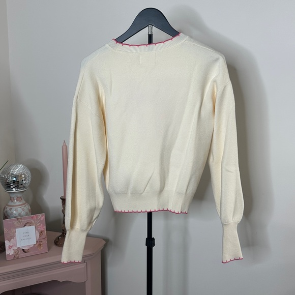 Cream Sweater with Pink Bow Design - Picture 6 of 6